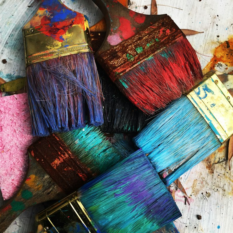 Painter hands in studio