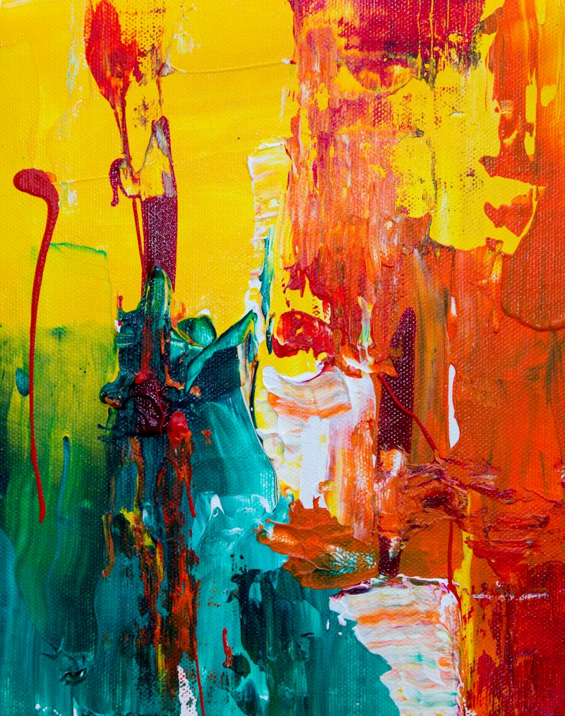 Abstract orange painting Traversée